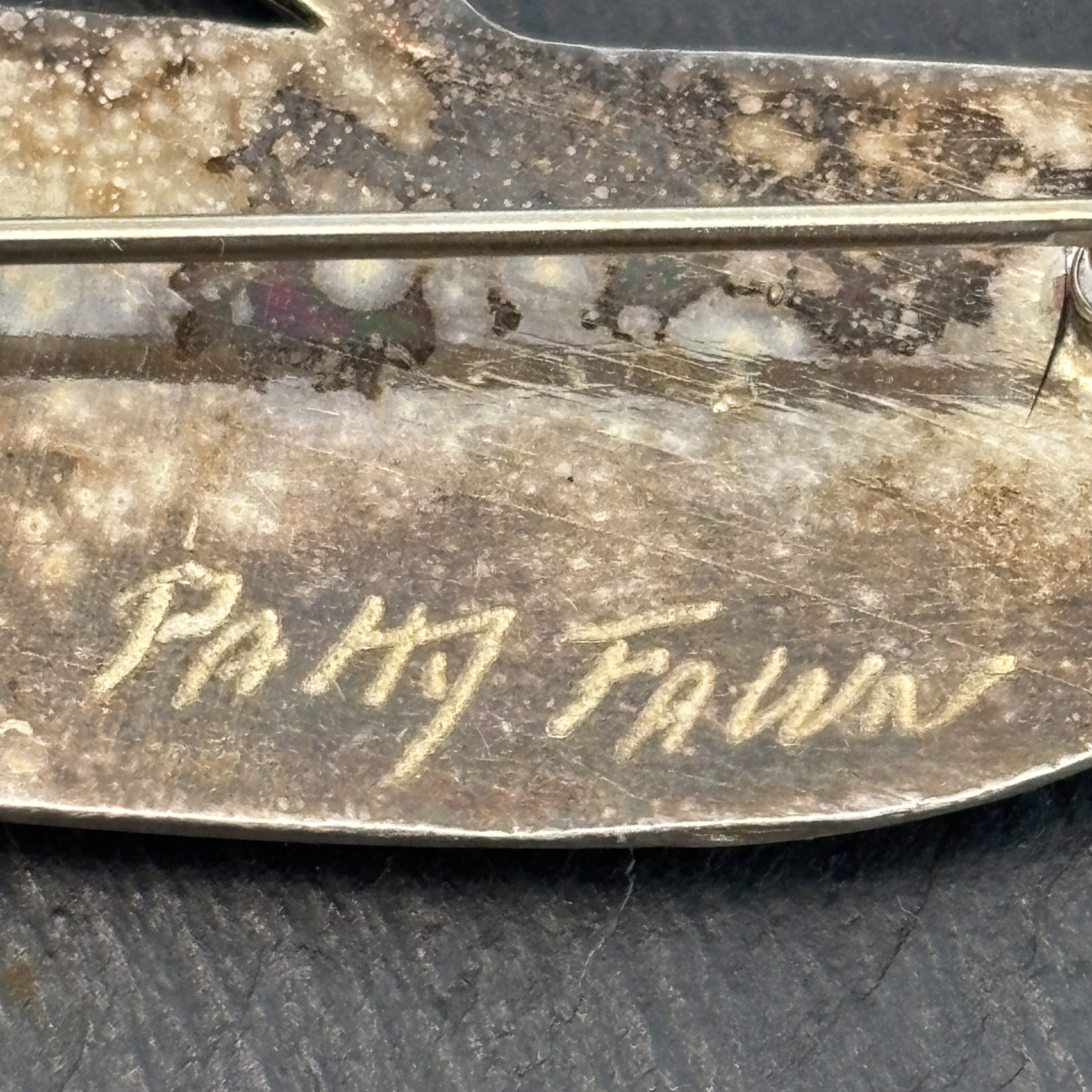 Patty Fawn Loon Brooch Sterling Silver Abalone