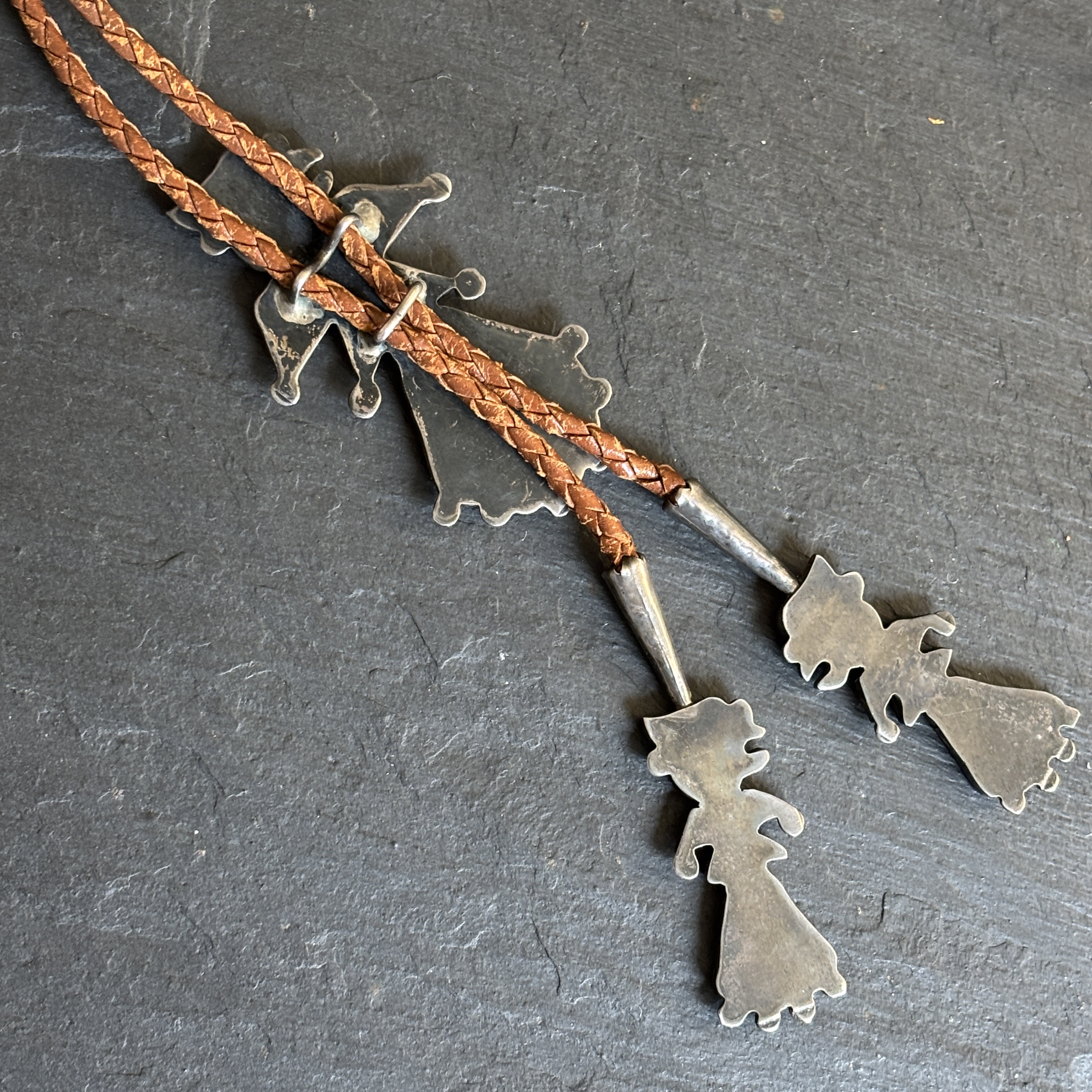 Frank Vacit Iconic Hopi Bird Bolo Tie With Original Tips ca 1950