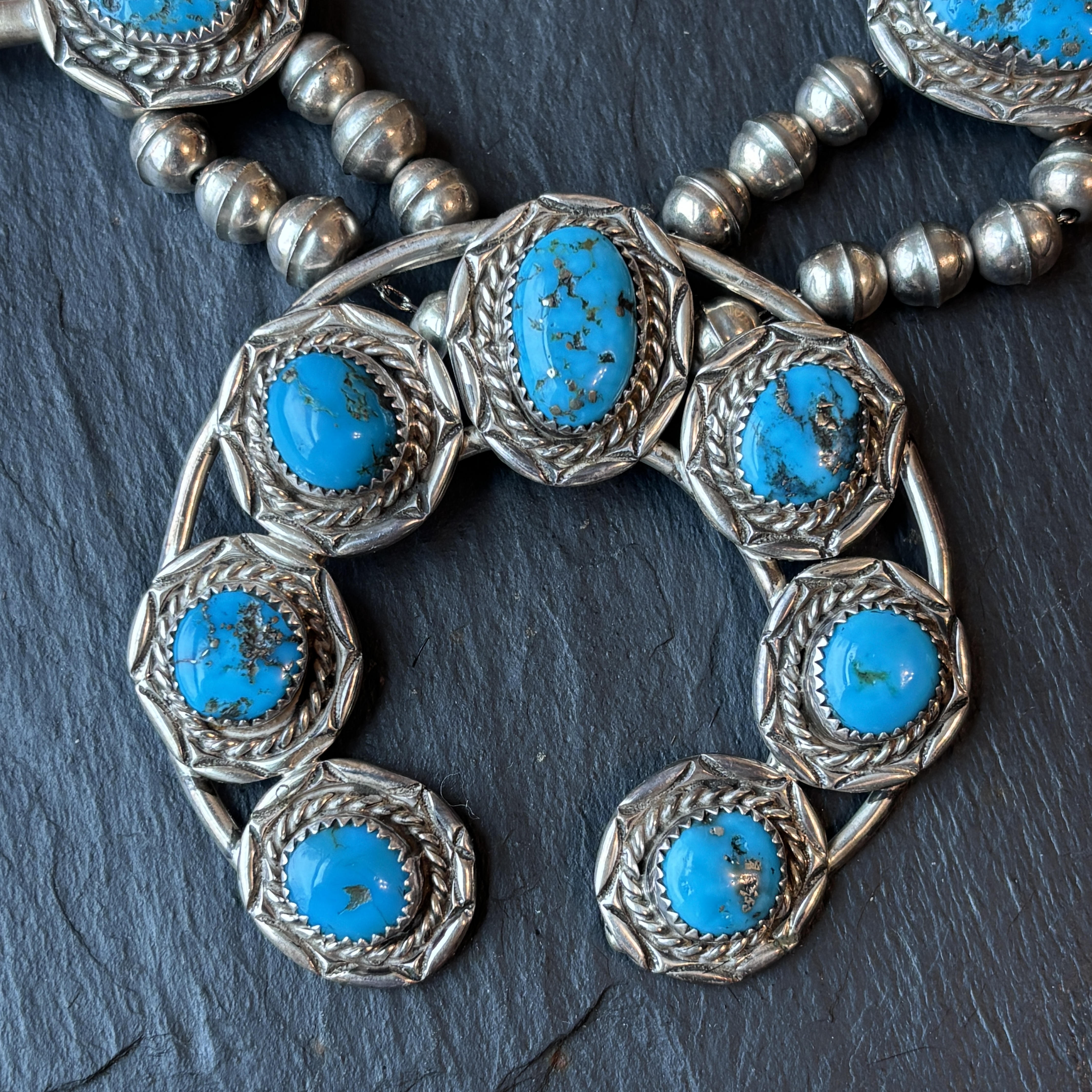 Bobby Slow Hands Etsitty Navajo Vintage Squash Blossom Necklace