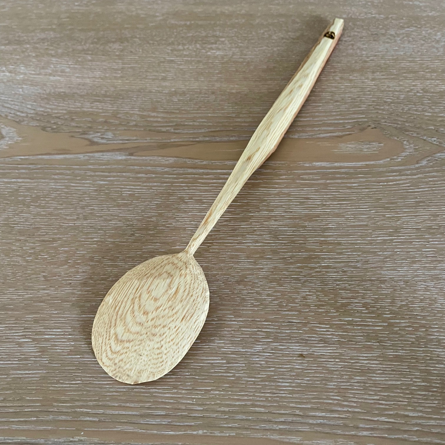 11" Natural Bark Oak serving spoon