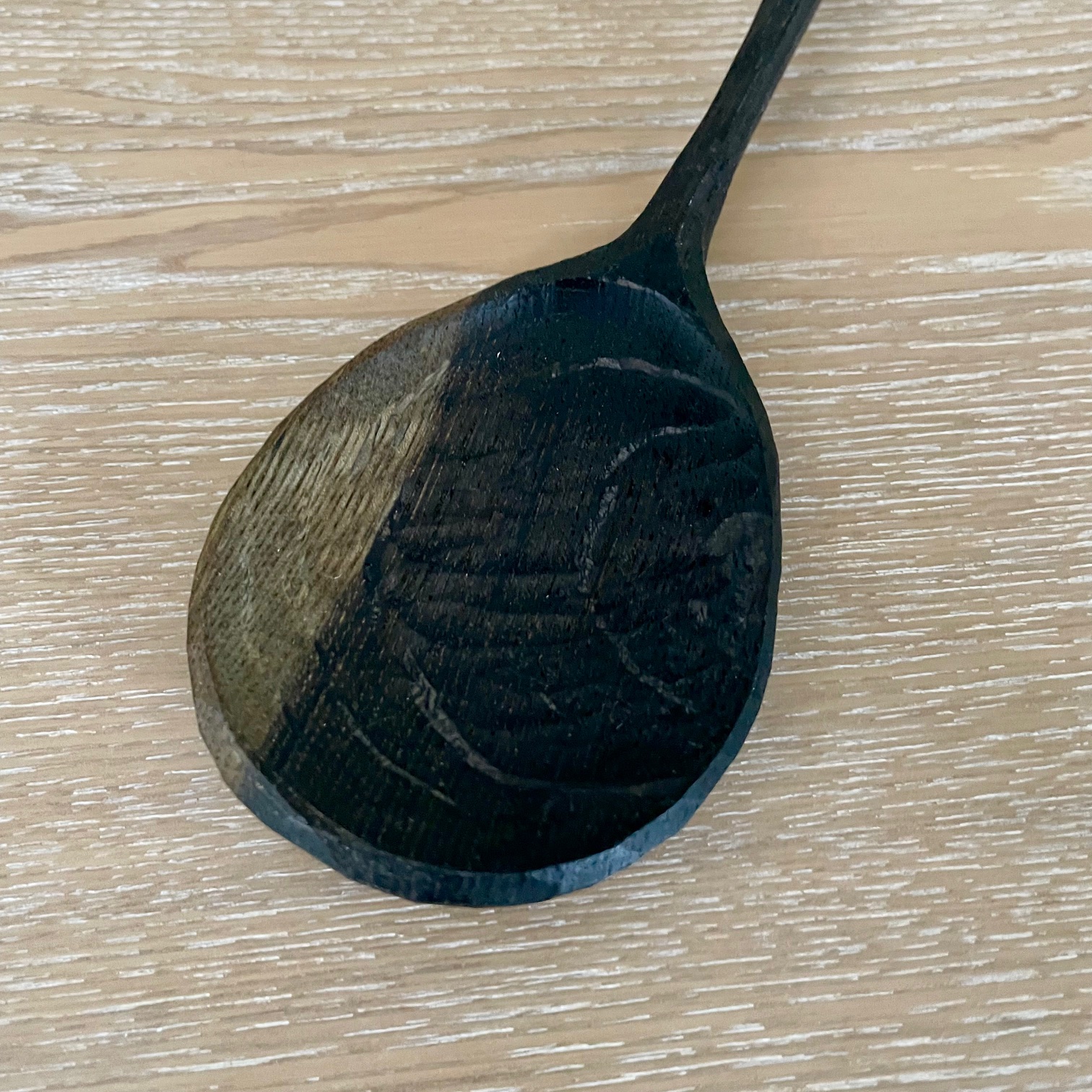 12" Ebonized White Oak cooking spoon
