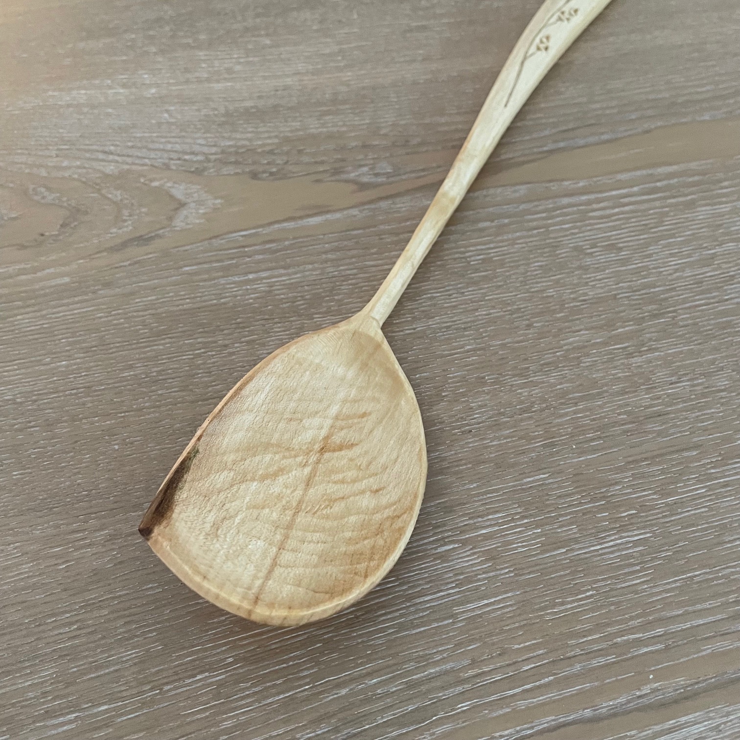 11" Maple "Floral" cooking spoon