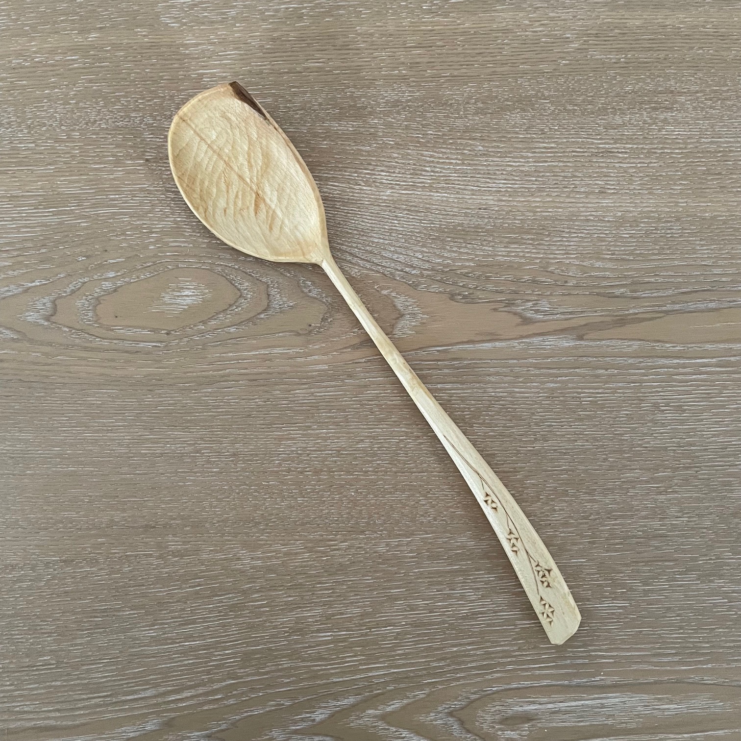 11" Maple "Floral" cooking spoon