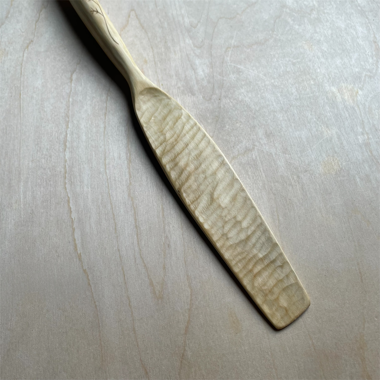 12" Maple spurtle with kolrosing detail on handle