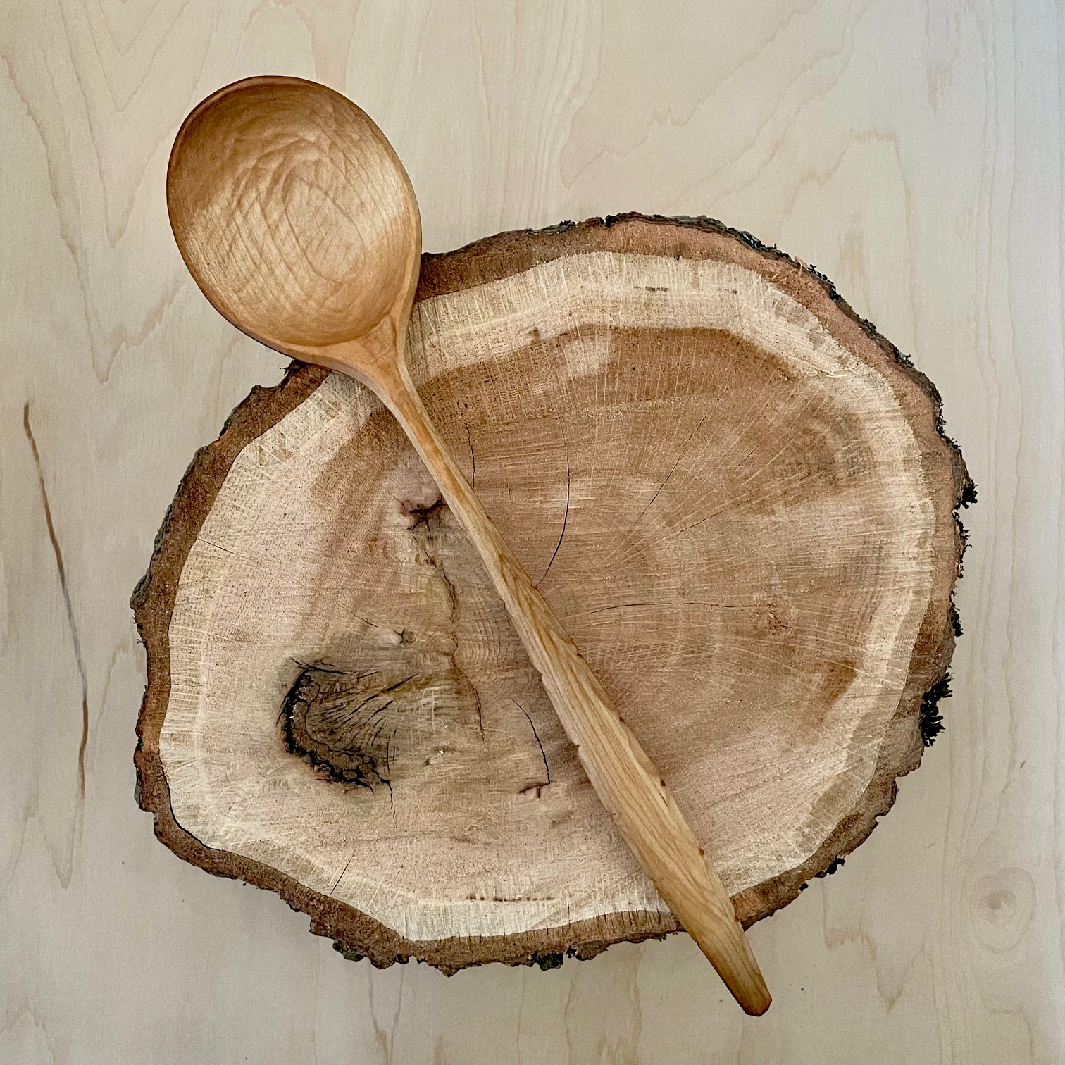 13" Maple Cooking Spoon with Scalloped Handle