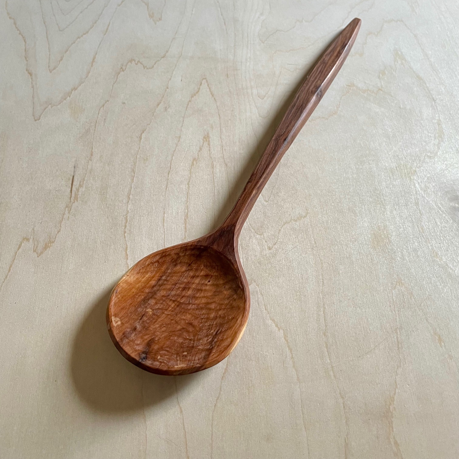 Hand-Carved Apple Wood Cooking Spoon — 13”
