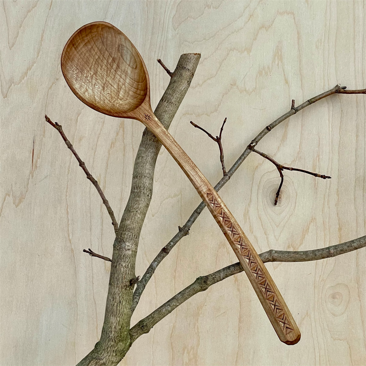 Hewn Line Spoon —13" Toasted Maple