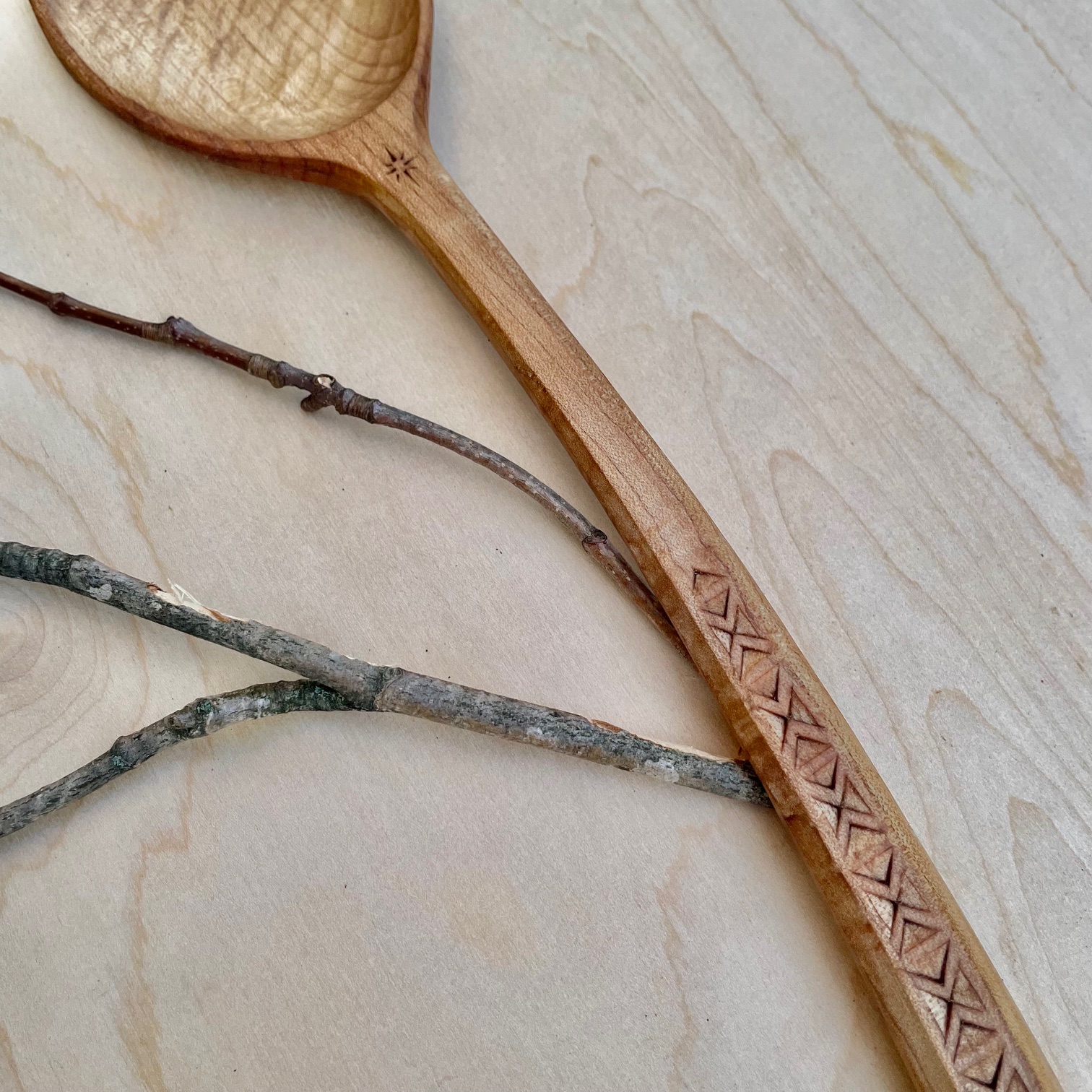 Hewn Line Spoon —13" Toasted Maple
