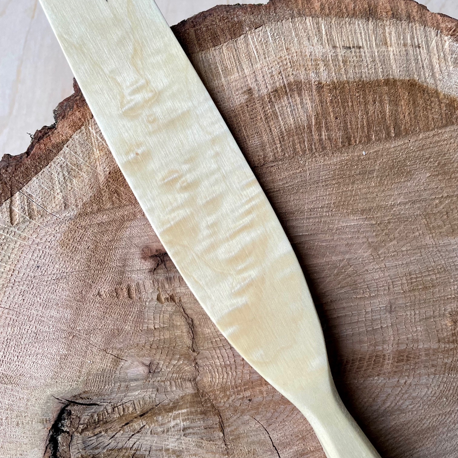 Quilted Maple Spurtle - Grass Stalk Engraving