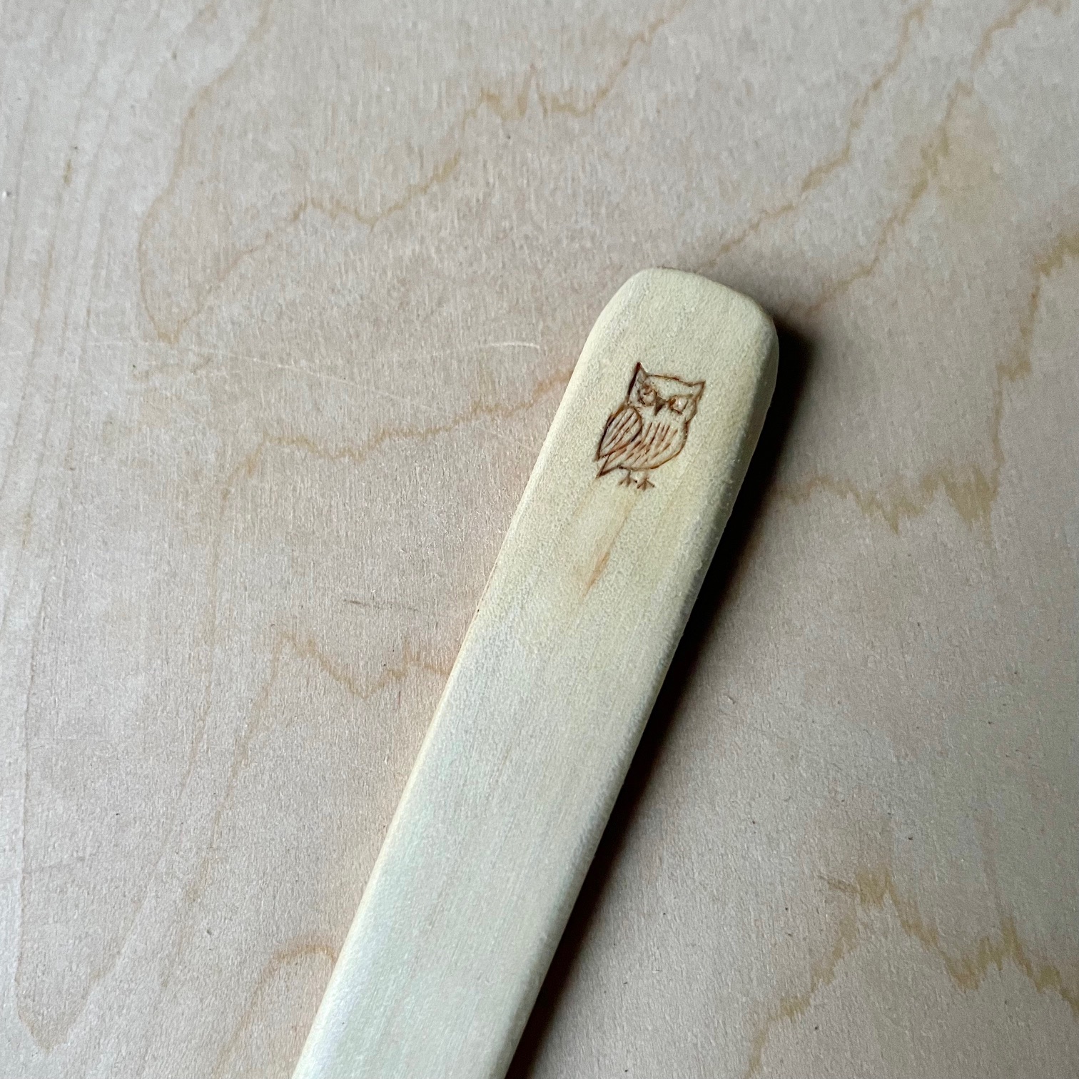 Everyday Maple Stirring Spoon — Owl