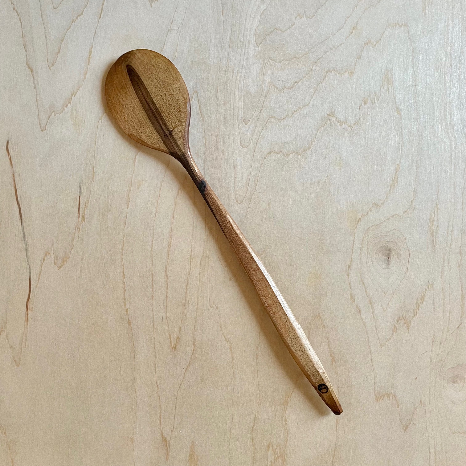 13" Maple Cooking Spoon with Top Scalloped Handle
