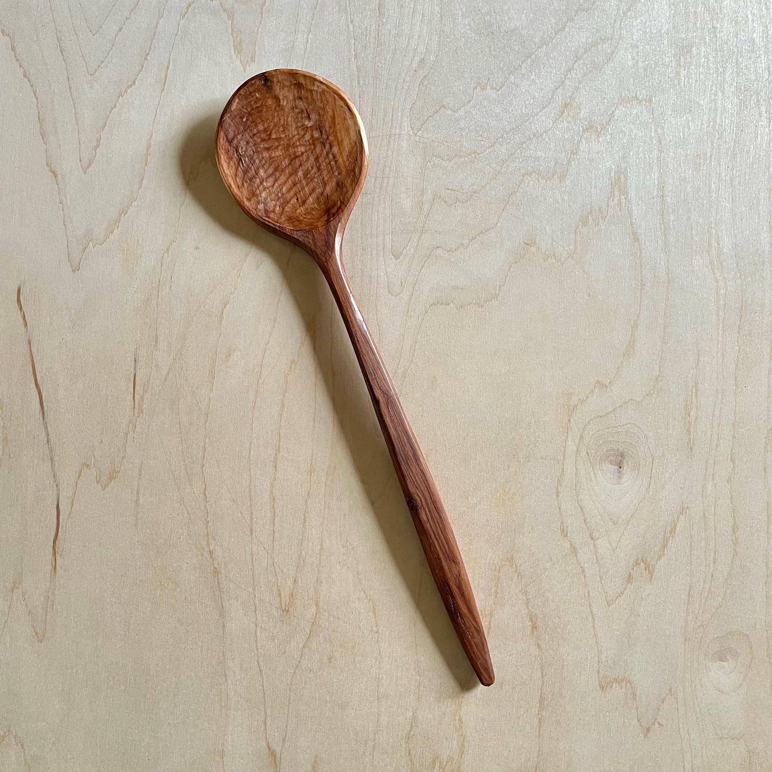 Hand-Carved Apple Wood Cooking Spoon — 13”