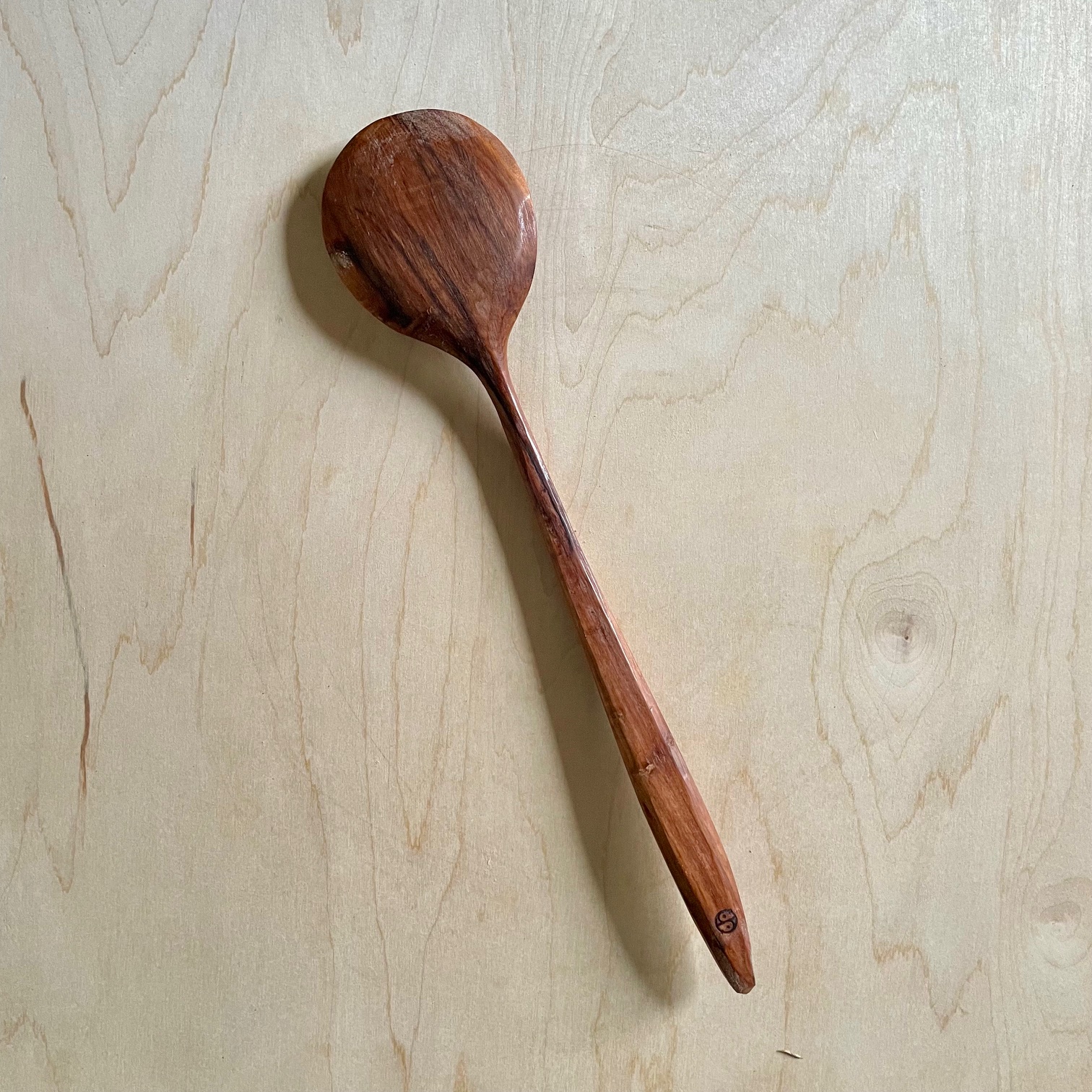 Hand-Carved Apple Wood Cooking Spoon — 13”
