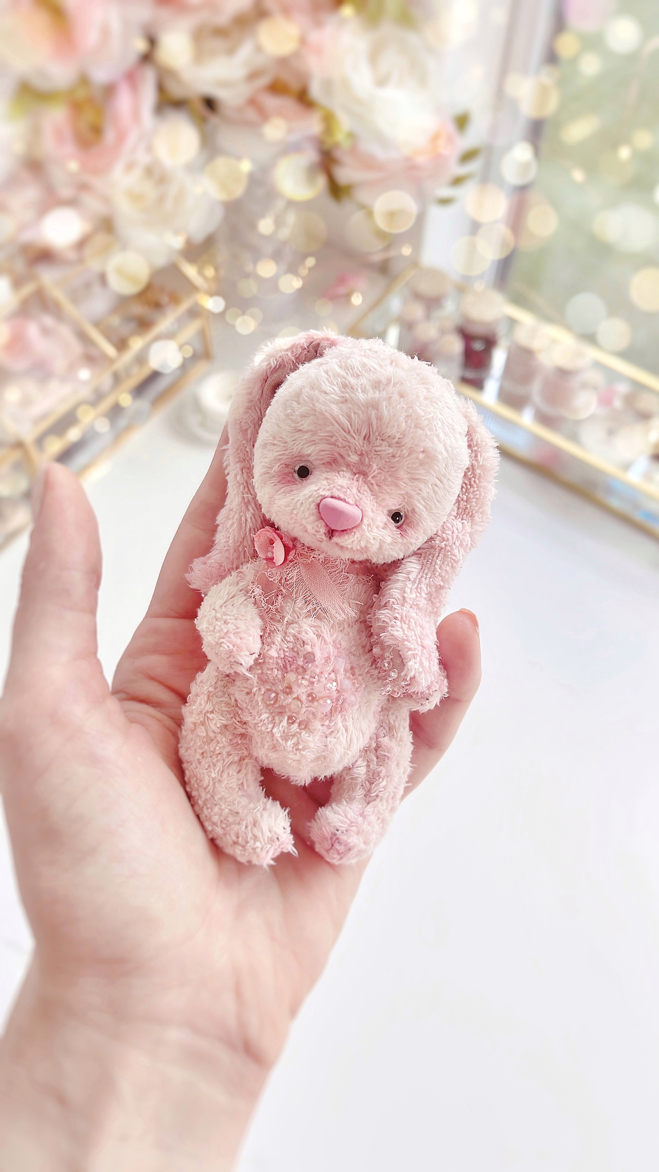 Handmade Pink Bunny Art Toy