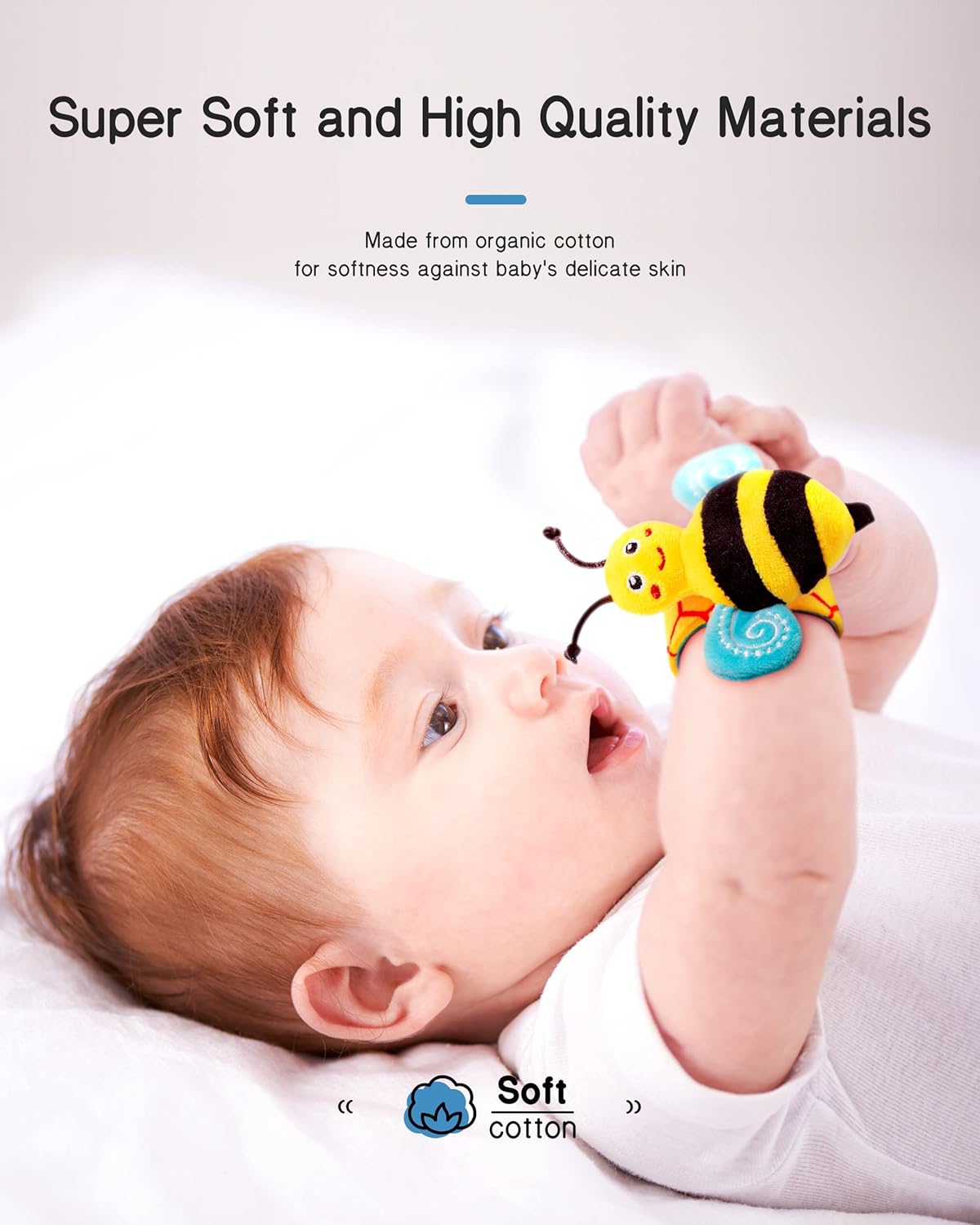 Infinno Baby Wrist Rattle Socks And Foot Finder Set, Perfect Baby Toys For 0-12 Months Newborn Boys And Girls As Baby Shower Gifts, Garden Bug Series