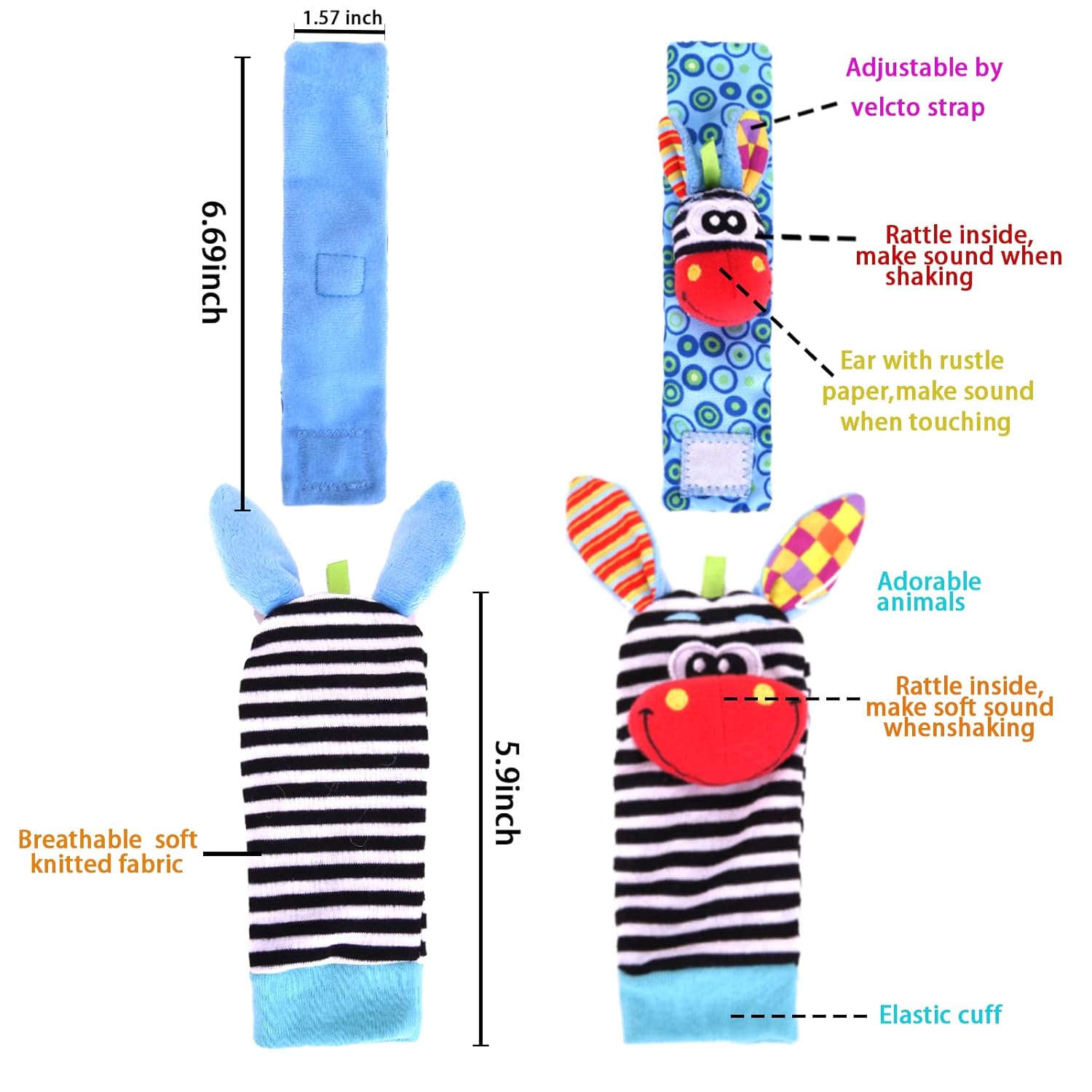 Infinno Baby Wrist Rattle Socks And Foot Finder Set, Perfect Baby Toys For 0-12 Months Newborn Boys And Girls As Baby Shower Gifts, Garden Bug Series