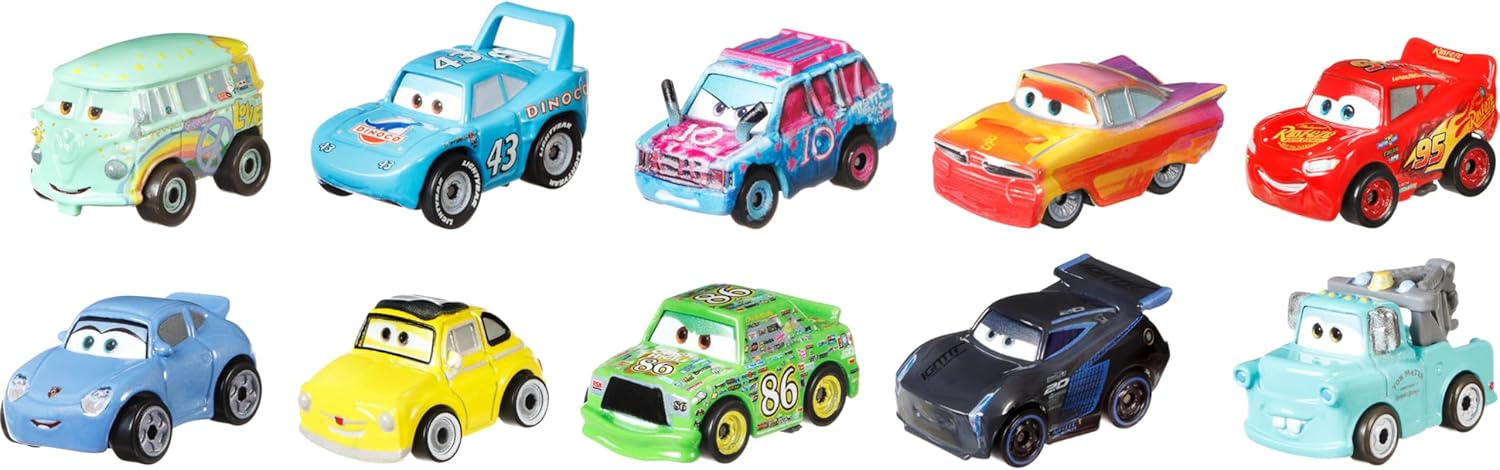 Mattel Disney and Pixar Cars Mini Racers 10 Pack, Collectible Set with 10 Toy Vehicles, Fan-Favorite Characters