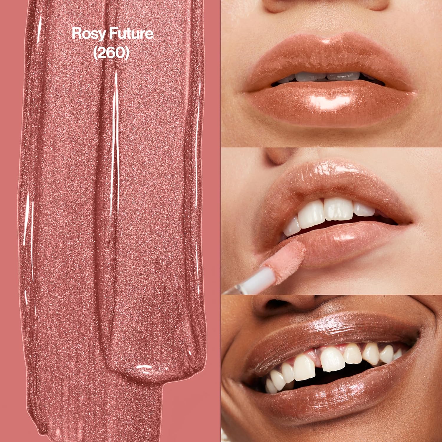 Revlon Super Lustrous The Gloss, Lip Gloss Makeup Stocking Stuffers for Women, Non-Sticky, High Shine Finish, 260 Rosy Future, 0.13 Oz