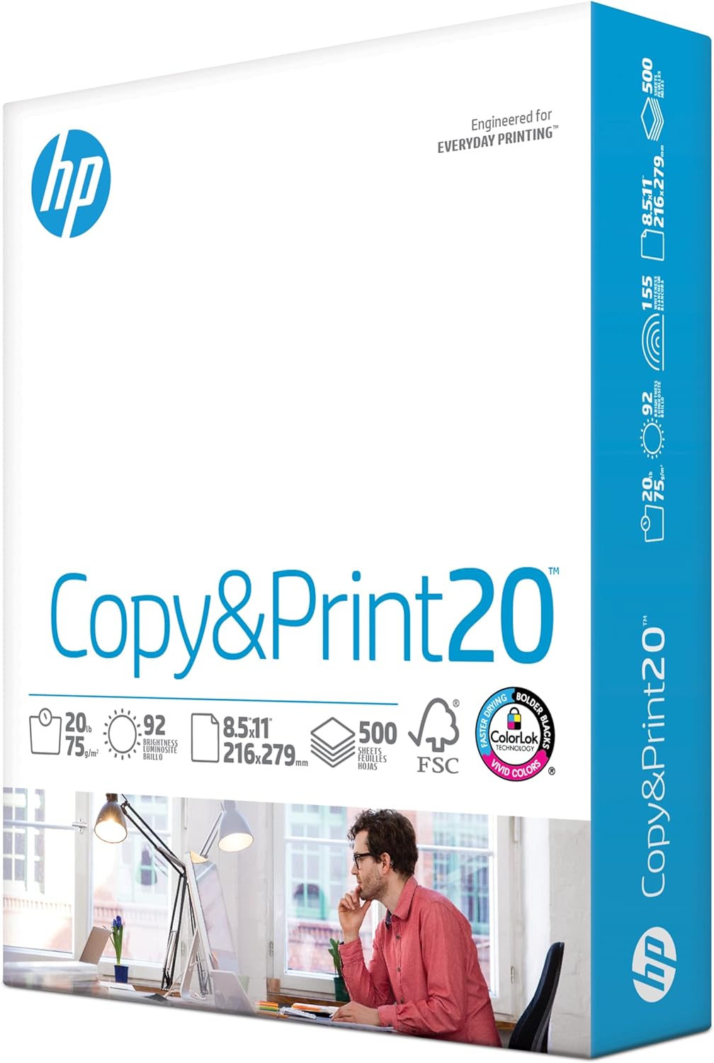 HP Printer Paper | 8.5 X 11 Paper | Copy &Print 20 Lb | 1 Ream Case - 500 Sheets
