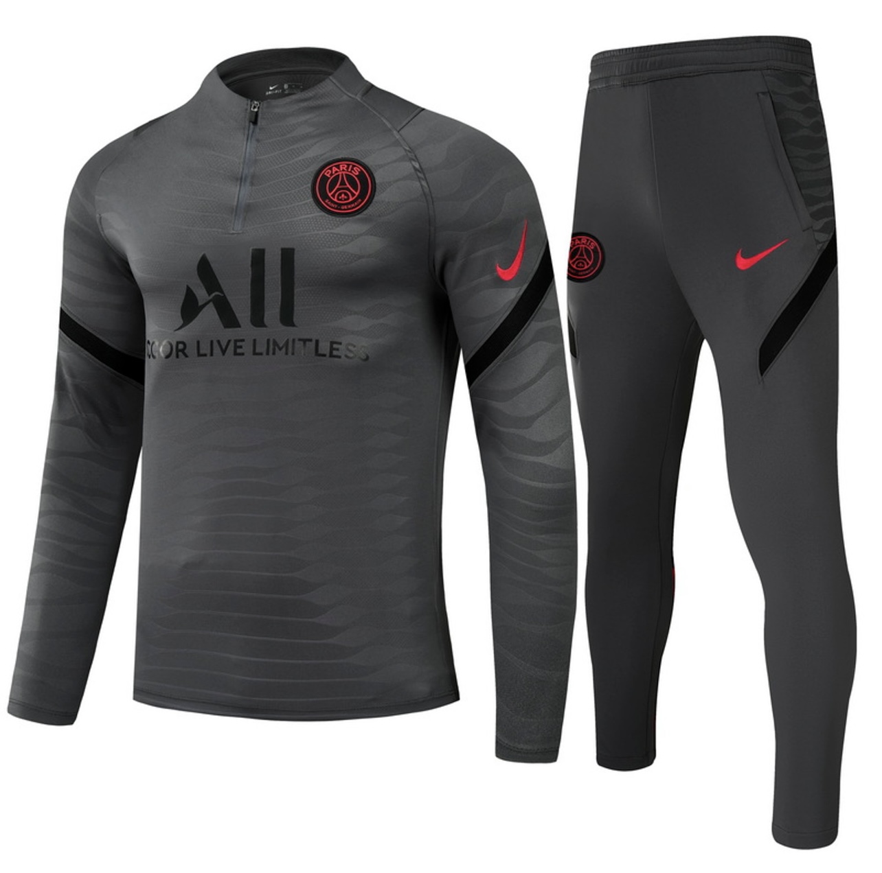 PSG Nike Quarter Zip Drill Tracksuit 2021/22 – Grey & Black