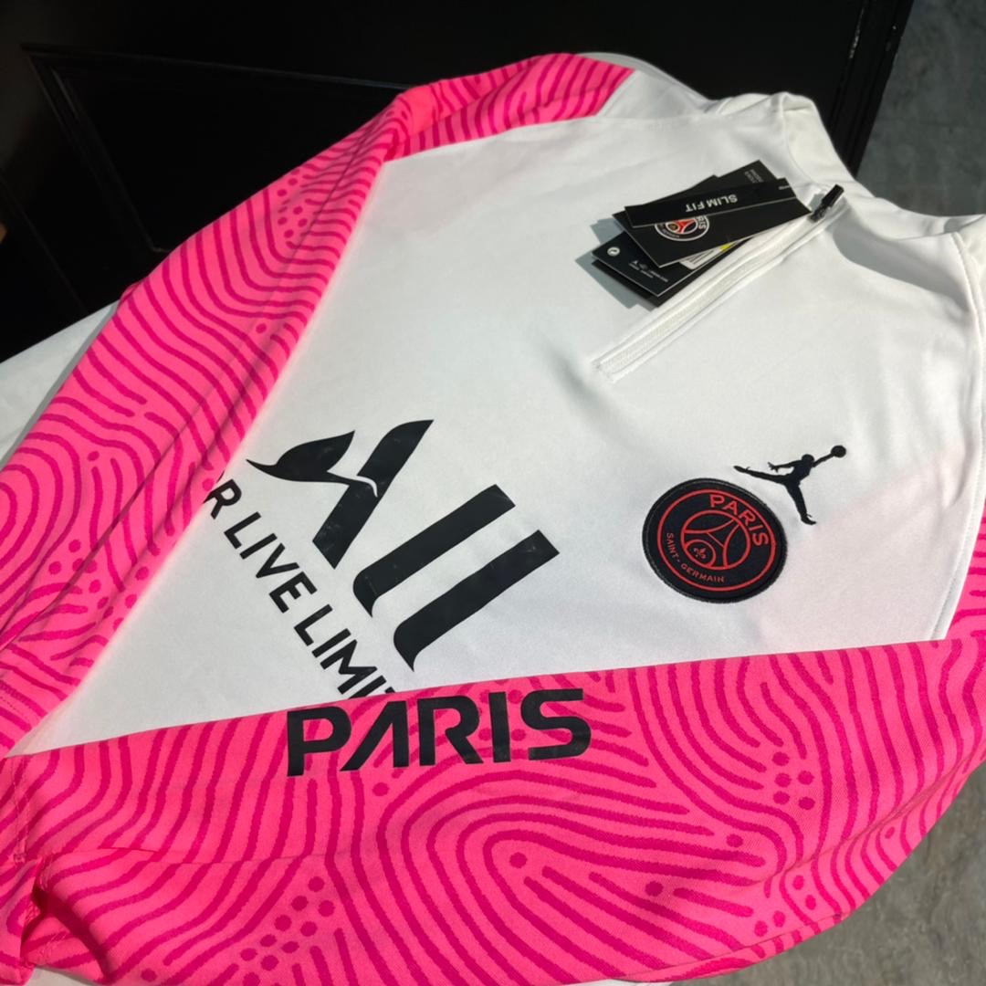 PSG Jordan Academy Pro Drill Quarter Zip Tracksuit – White/Hyper Pink/Black