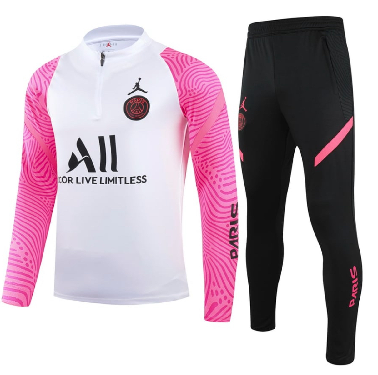PSG Jordan Academy Pro Drill Quarter Zip Tracksuit – White/Hyper Pink/Black