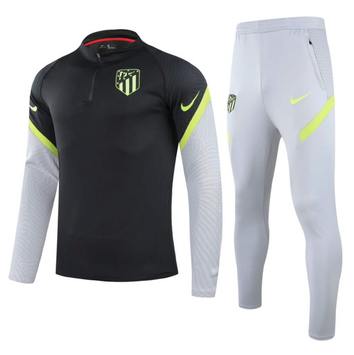 Nike Atlético Madrid Dry Strike Drill Quarter Zip Tracksuit 2020/21 - Black/Wolf Grey/Volt
