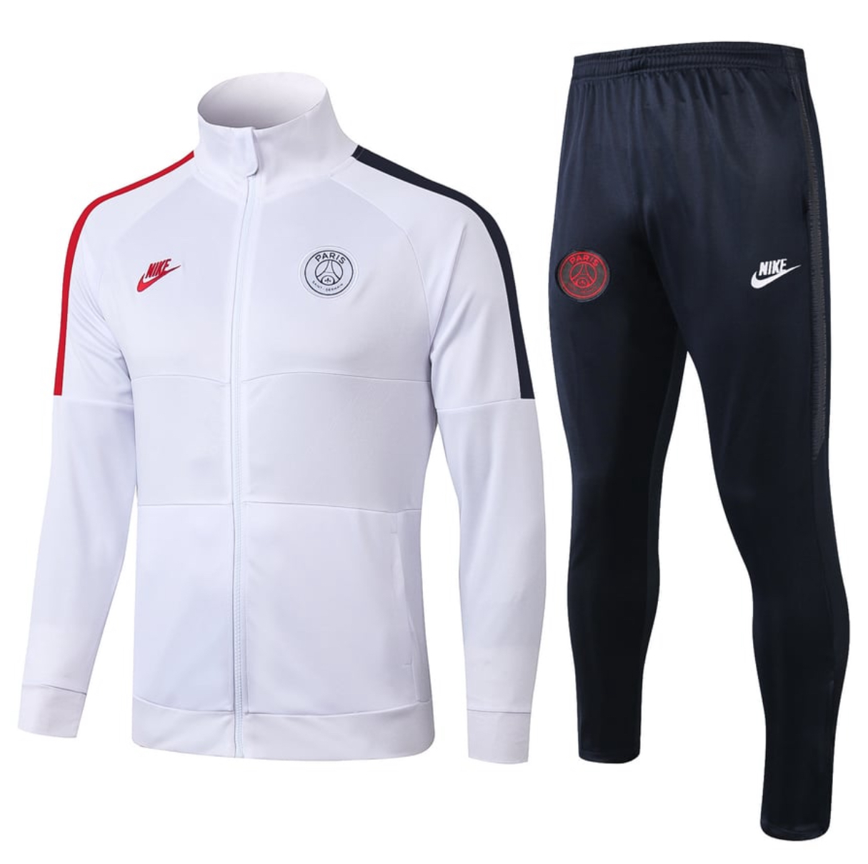 PSG Nike Track Full Zip Full Tracksuit 2019/20 - White/Navy Blue/Red