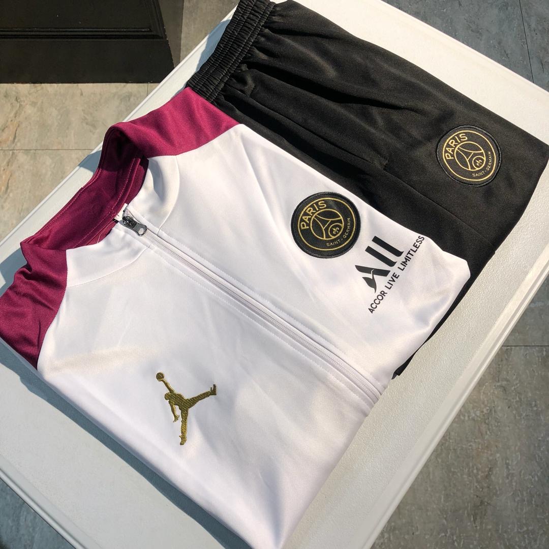 PSG Jordan Full Zip Full Tracksuit 2020/21 - White/Purple/Gold