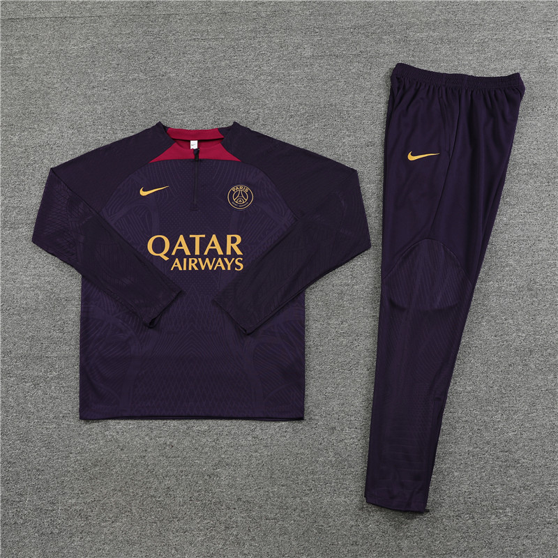 PSG Nike ADV Dri-Fit Strike Drill Quarter Zip Full Tracksuit 2023/24 - Purple/Burgundy/Gold