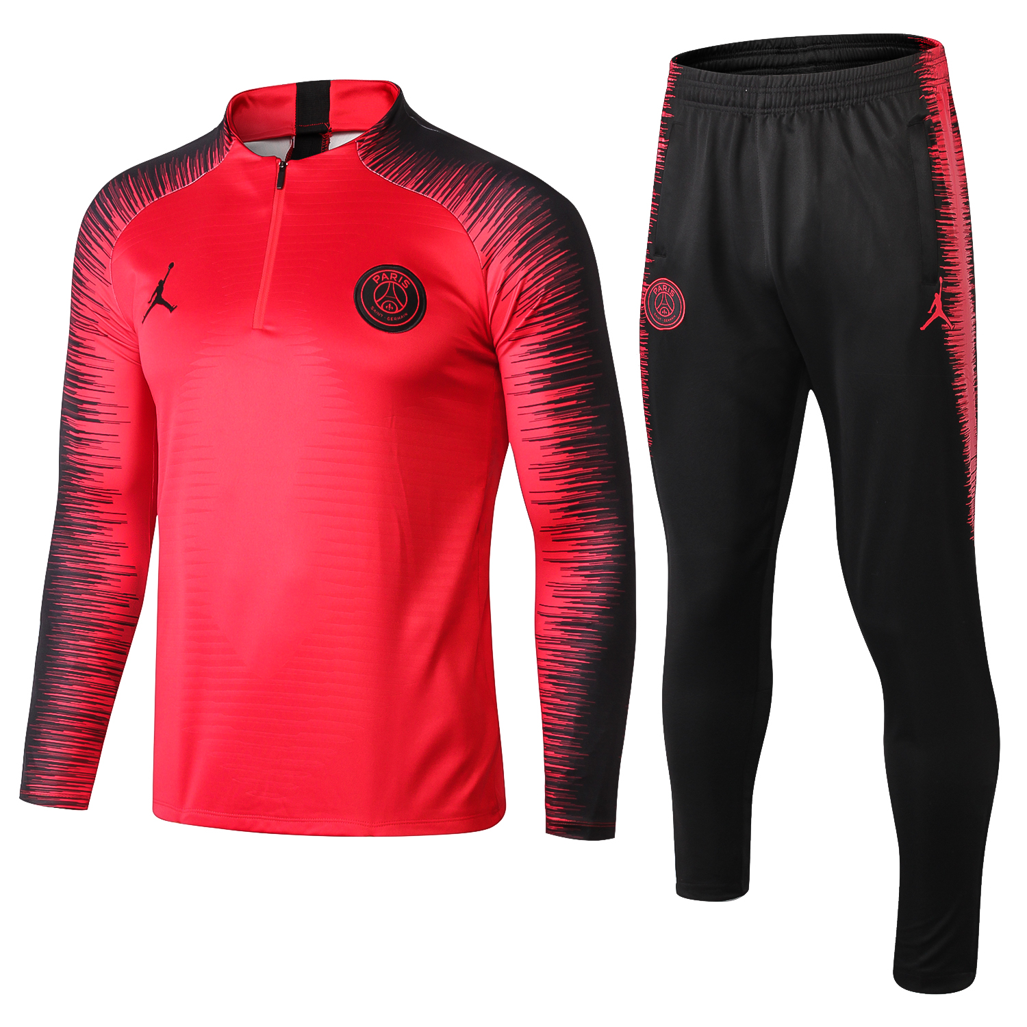 PSG Jordan Strike Drill Quarter Zip Full Tracksuit 2018/19 - Red/Black