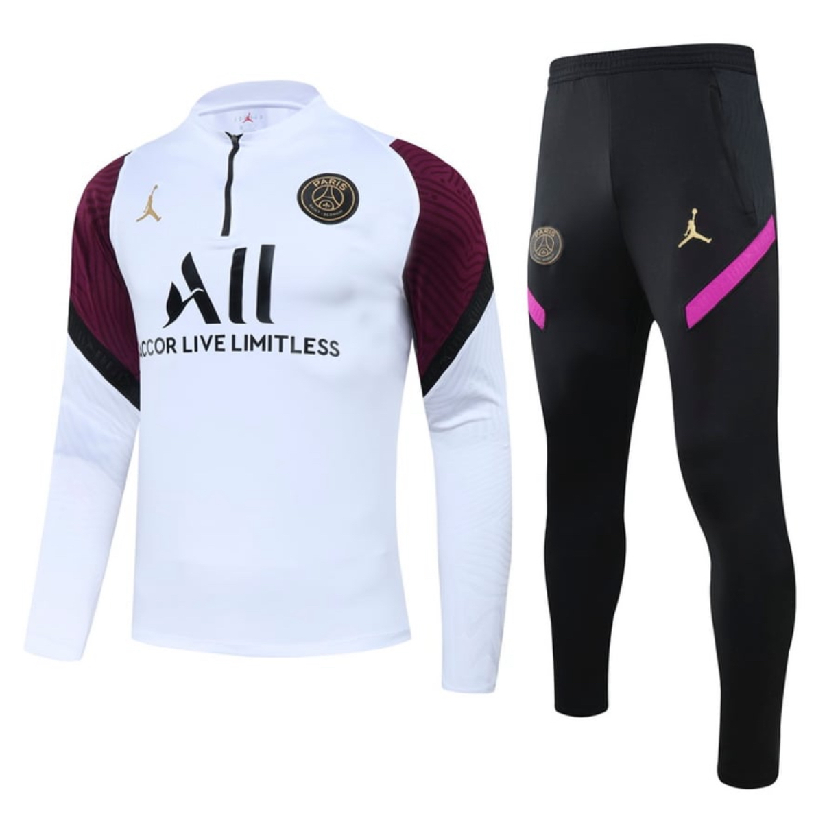 PSG Nike Strike Drill Quarter Zip Full Tracksuit 2020/21 - White/Burgundy/Black