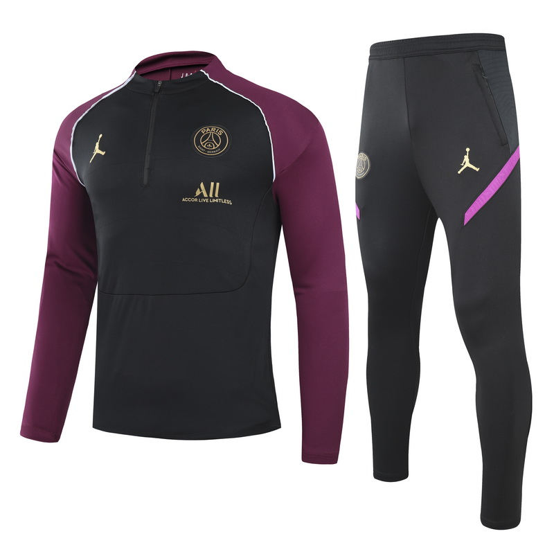 PSG Nike Quarter Zip Full Tracksuit 2021/22 - Black/Burgundy