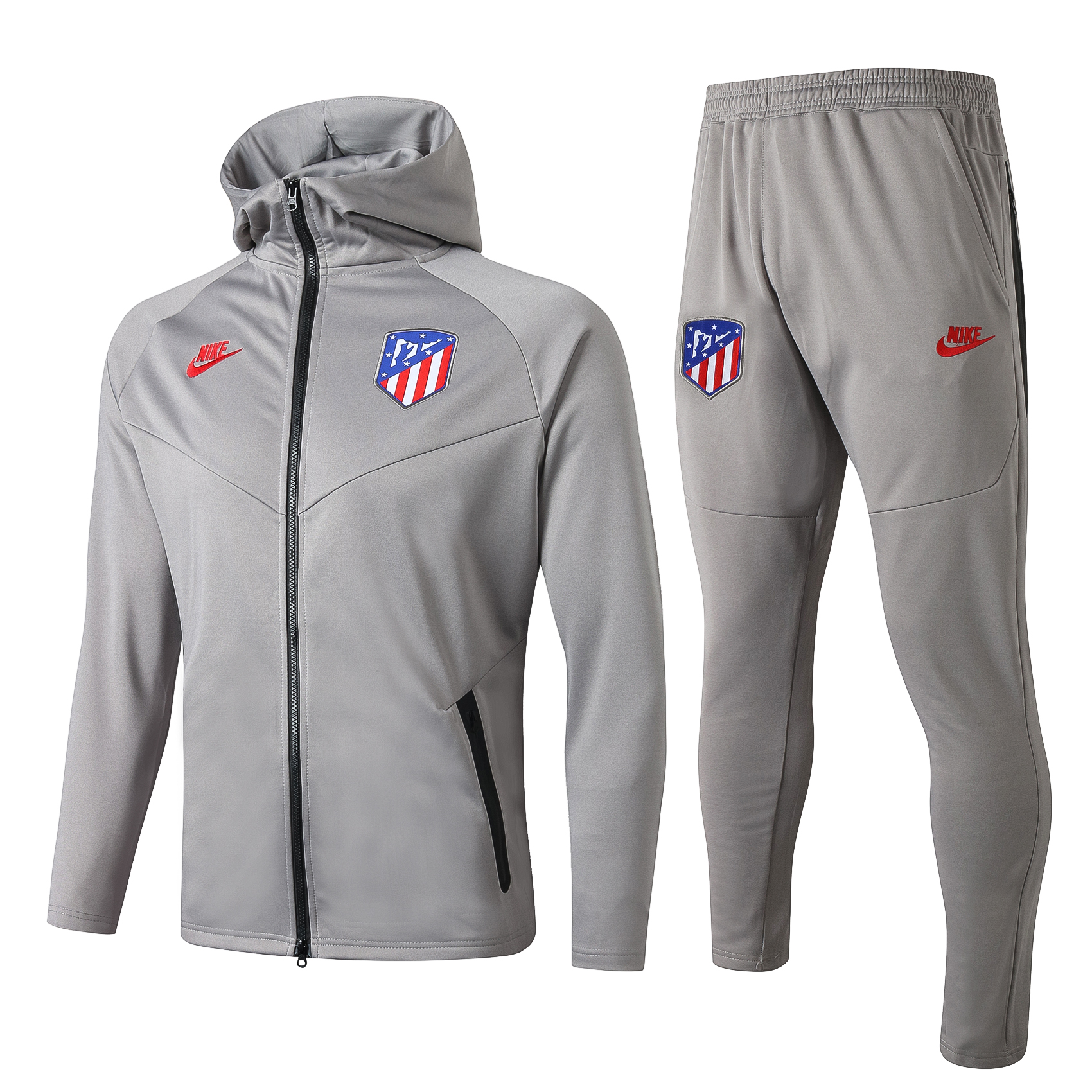 Atletico Madrid Full Zip Hooded Tracksuit - Grey