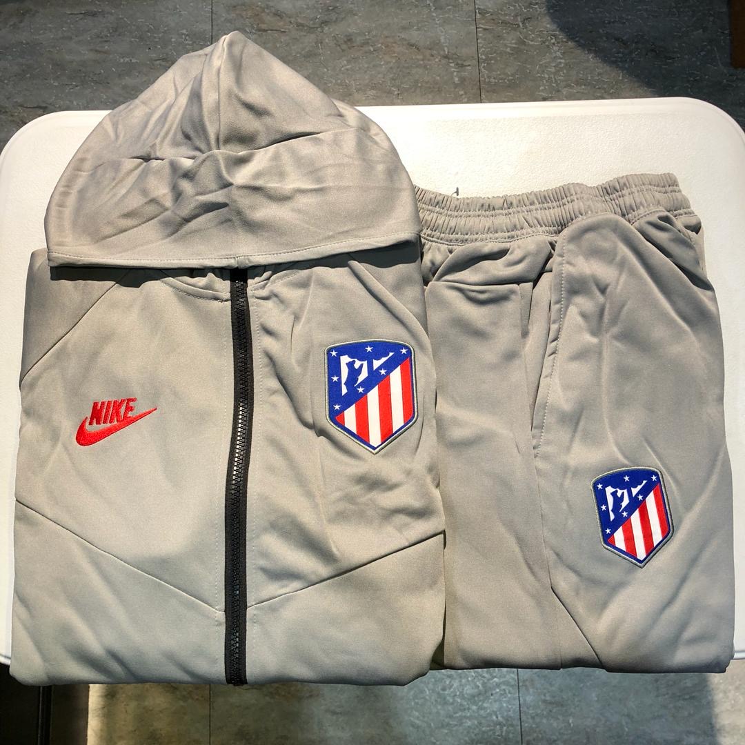 Atletico Madrid Full Zip Hooded Tracksuit - Grey