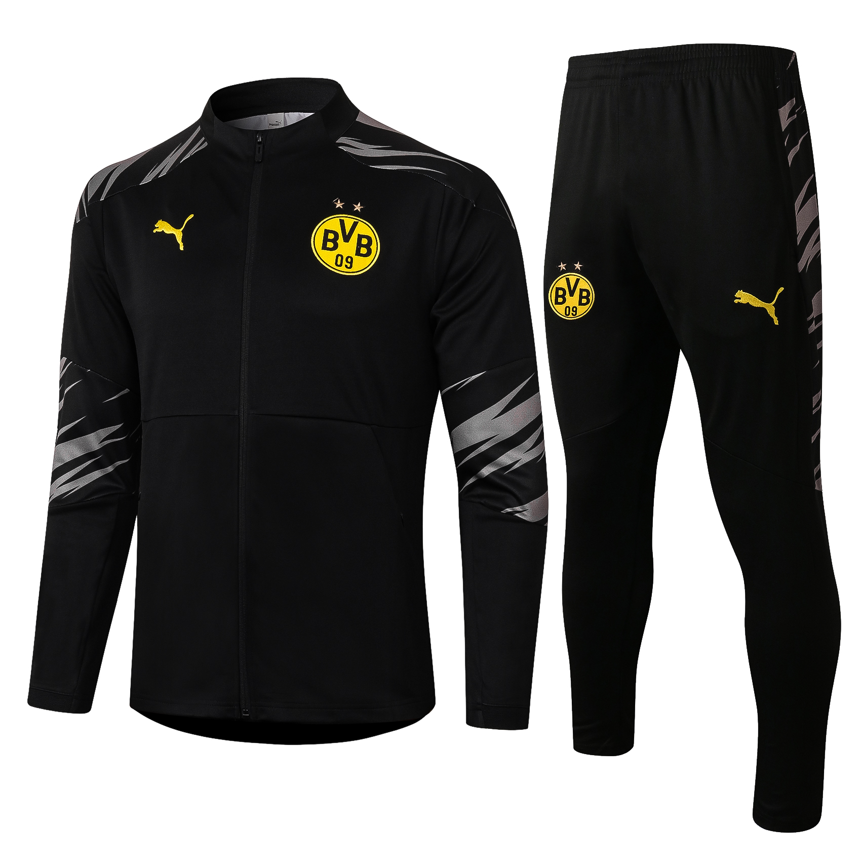 Borussia Dortmund Puma Full-Zip Tracksuit - Black/Grey/Yellow