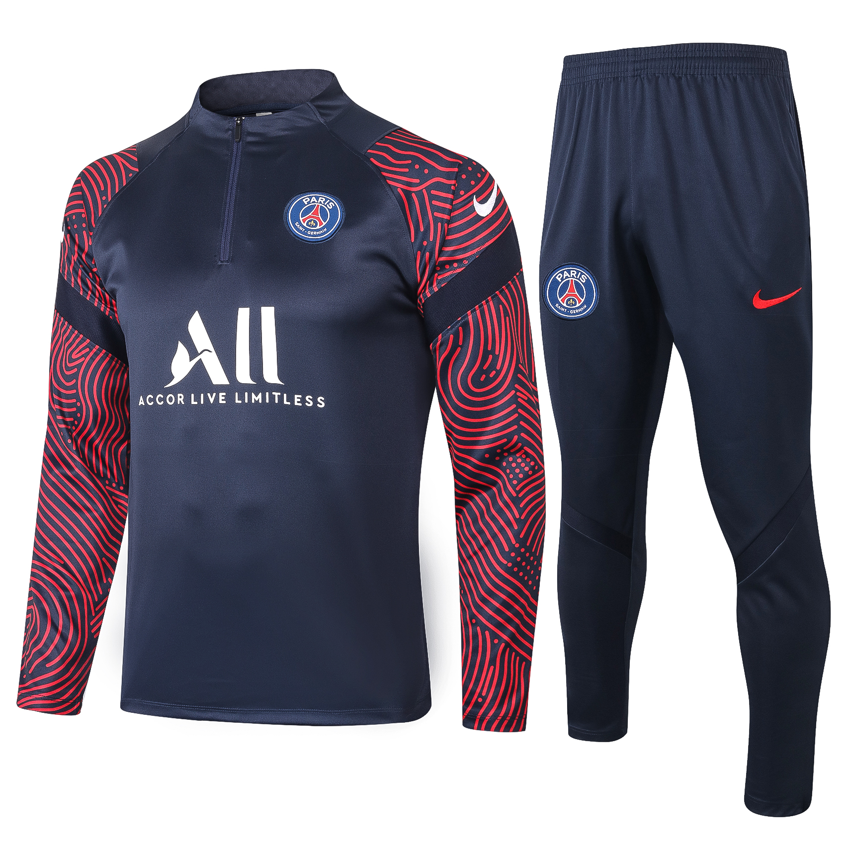 PSG Nike Quarter Zip Full Tracksuit - Navy/Red