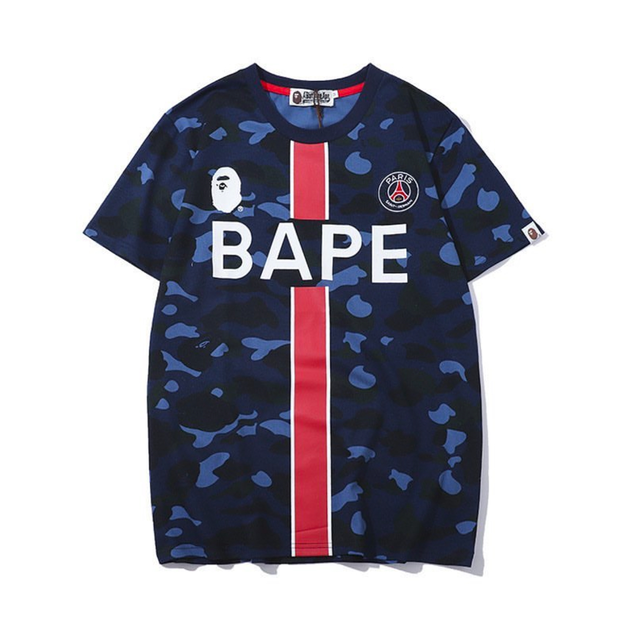 2018 PSG x BAPE Camo Shirt - Blue/Red/White