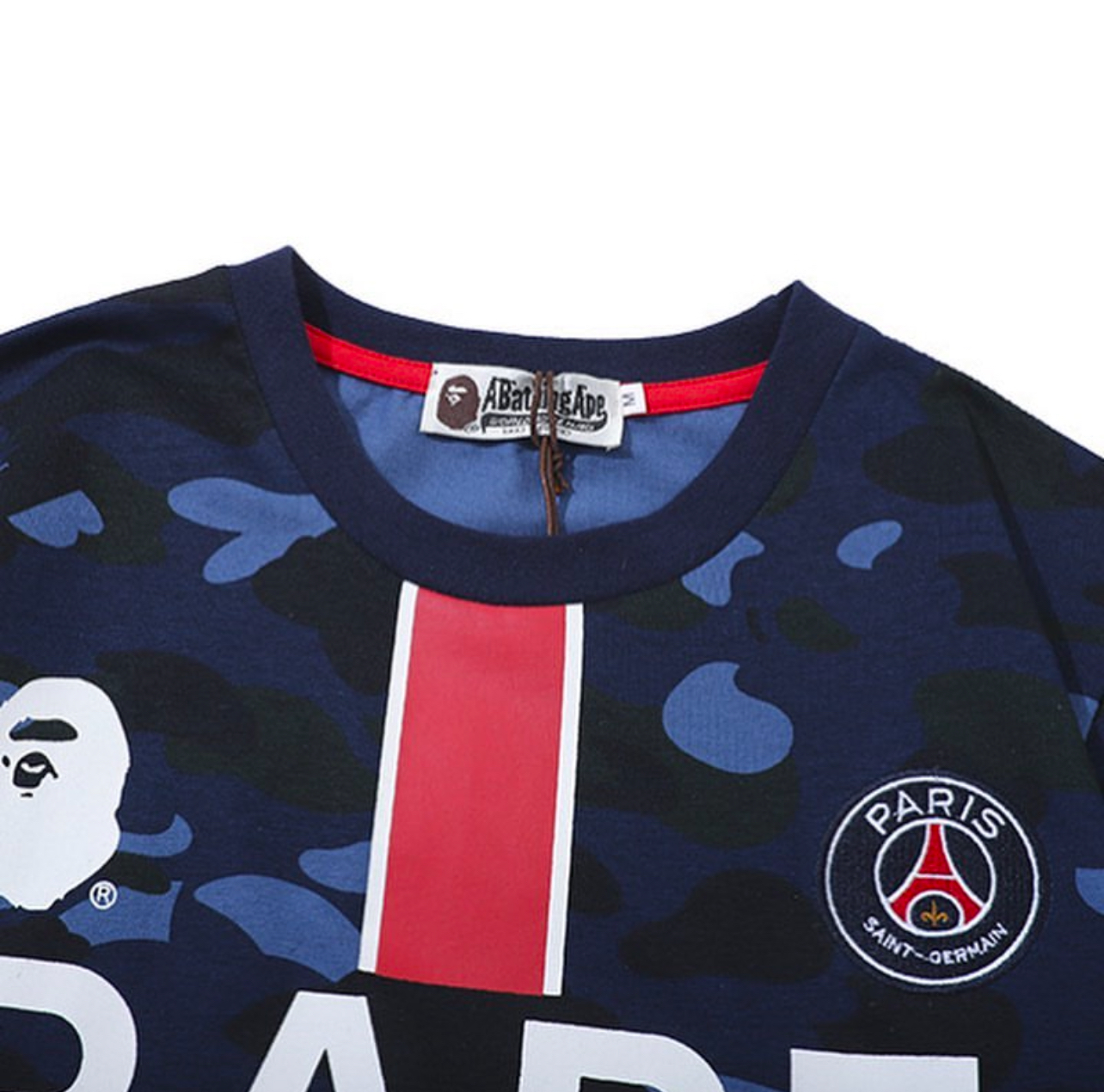 2018 PSG x BAPE Camo Shirt - Blue/Red/White