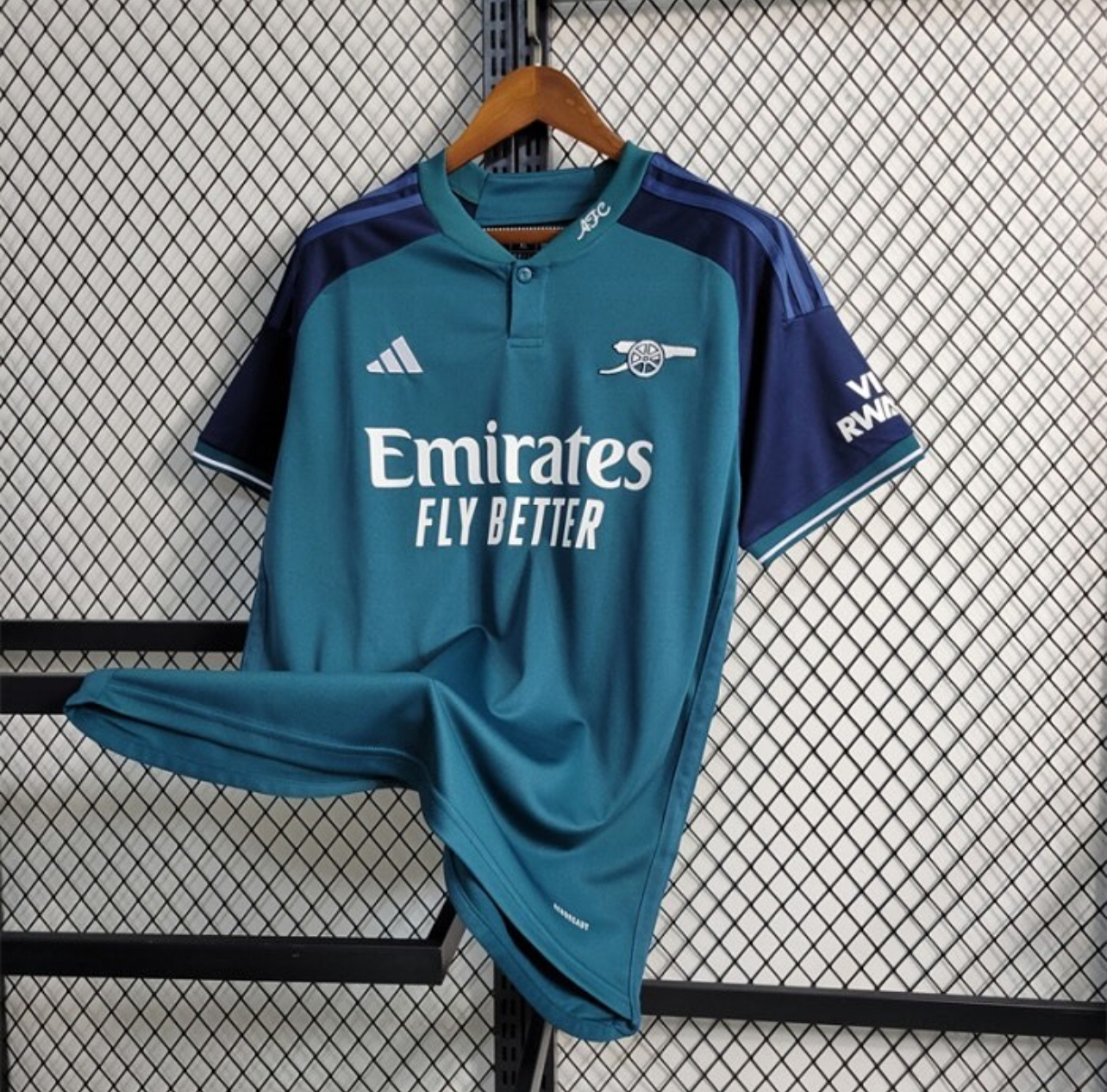 2023/24 Arsenal Third Shirt - Mineral Green/Collegiate Navy/Off-White