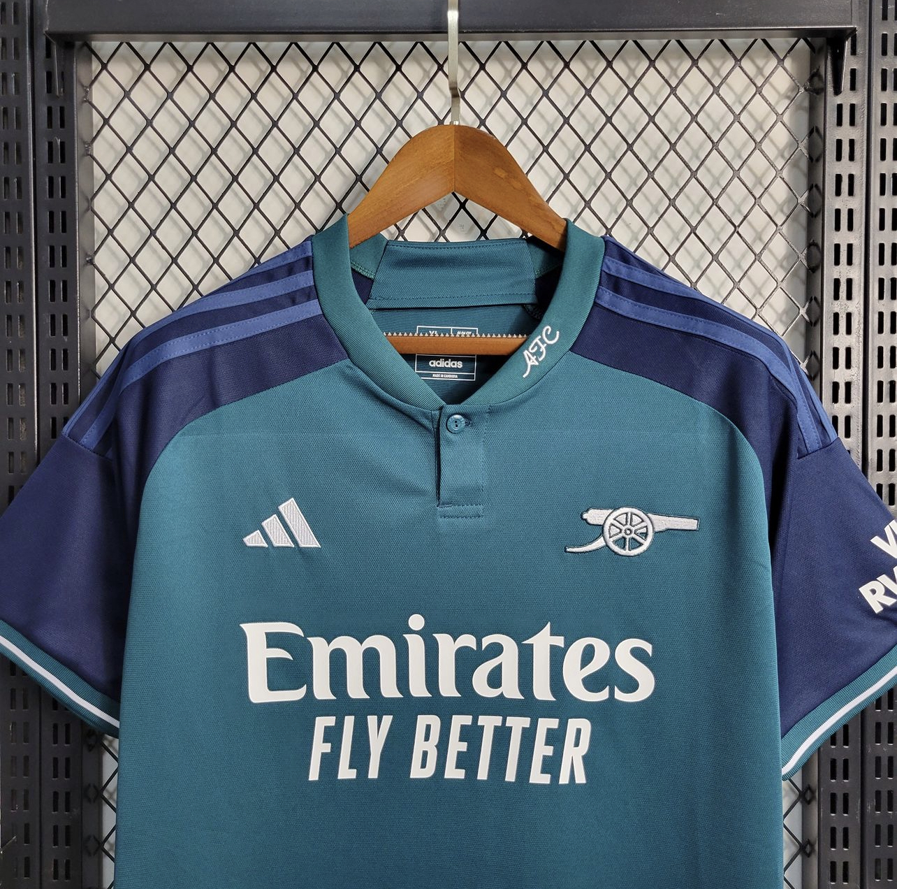 2023/24 Arsenal Third Shirt - Mineral Green/Collegiate Navy/Off-White
