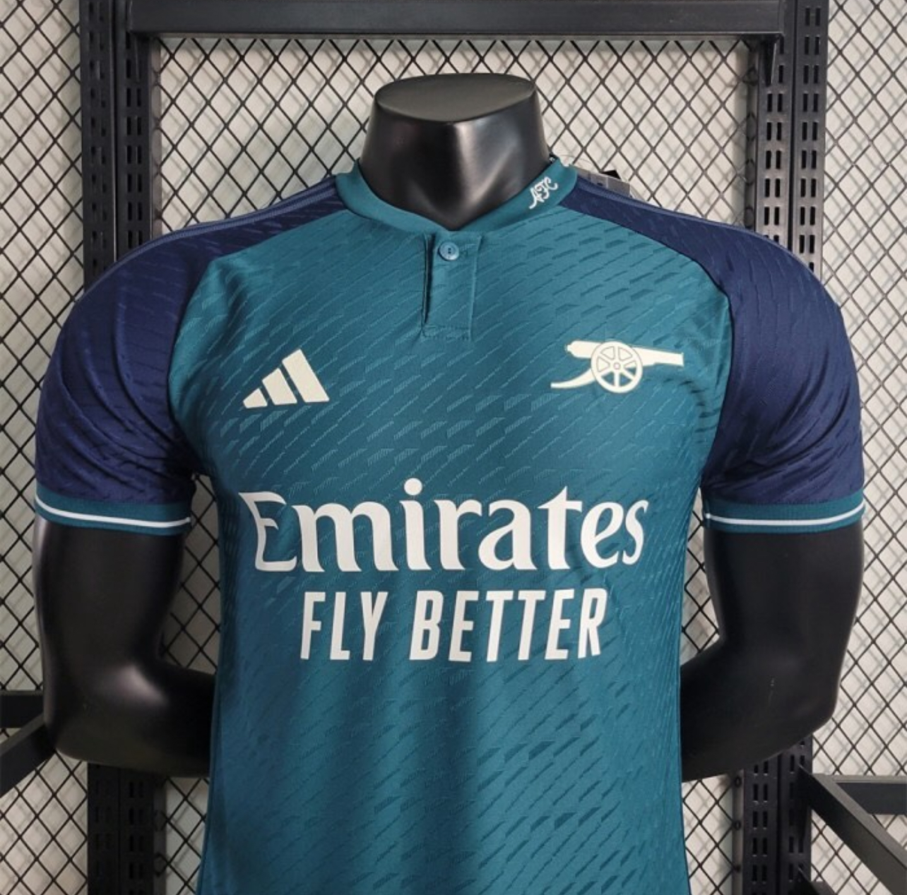 2023/24 Arsenal Third Shirt - Mineral Green/Collegiate Navy/Off-White