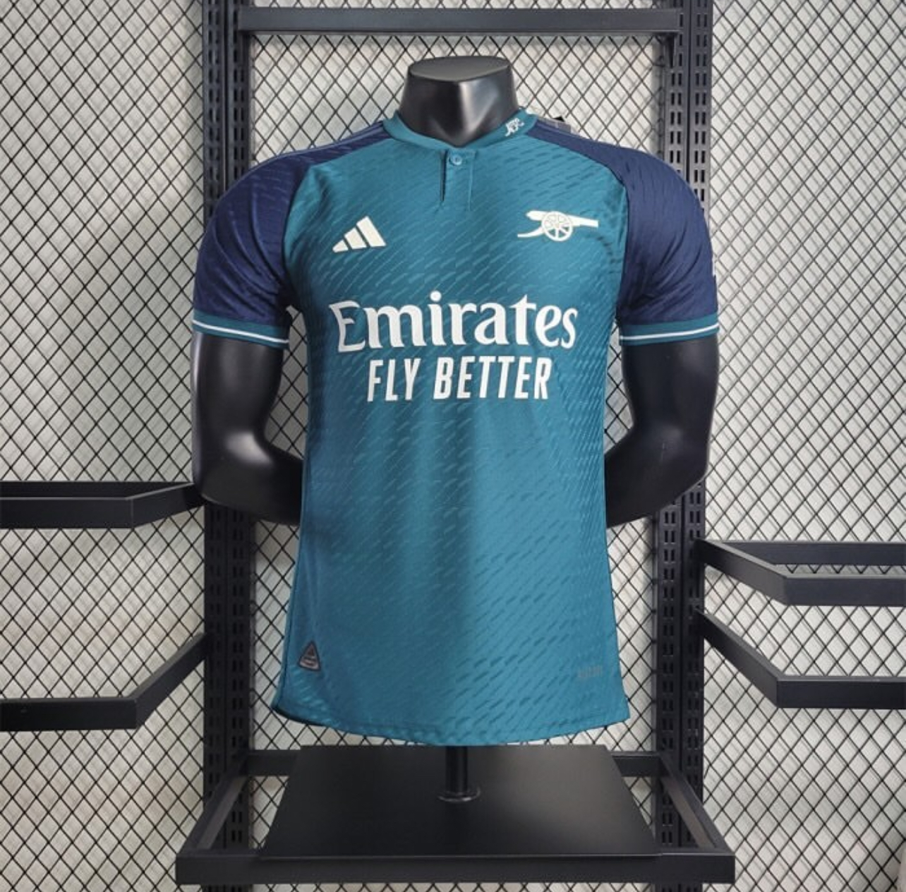 2023/24 Arsenal Third Shirt - Mineral Green/Collegiate Navy/Off-White