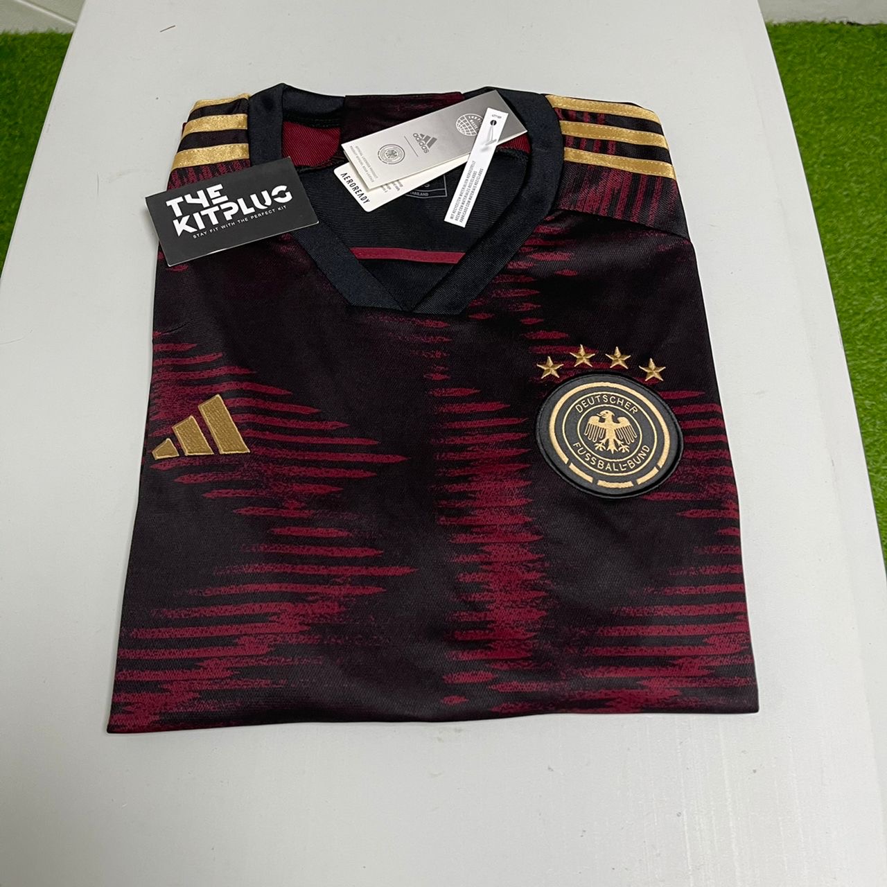 2022 Germany Adidas Away Shirt - Black/Collegiate Burgundy/Gold