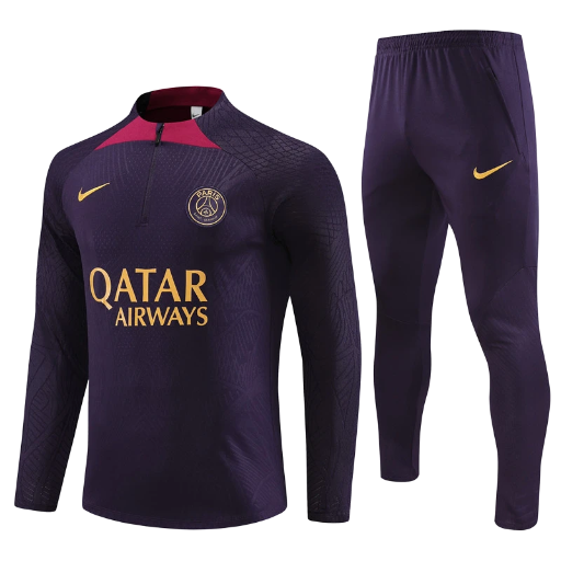 PSG Nike ADV Dri-Fit Strike Drill Quarter Zip Full Tracksuit 2023/24 - Purple/Burgundy/Gold