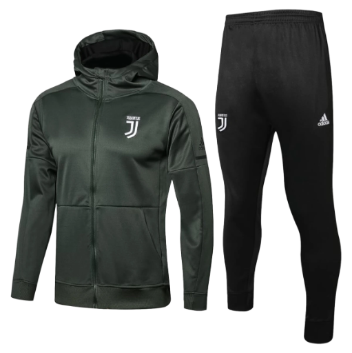 Juventus Adidas Hooded Full Zip Tracksuit - Khaki/Black