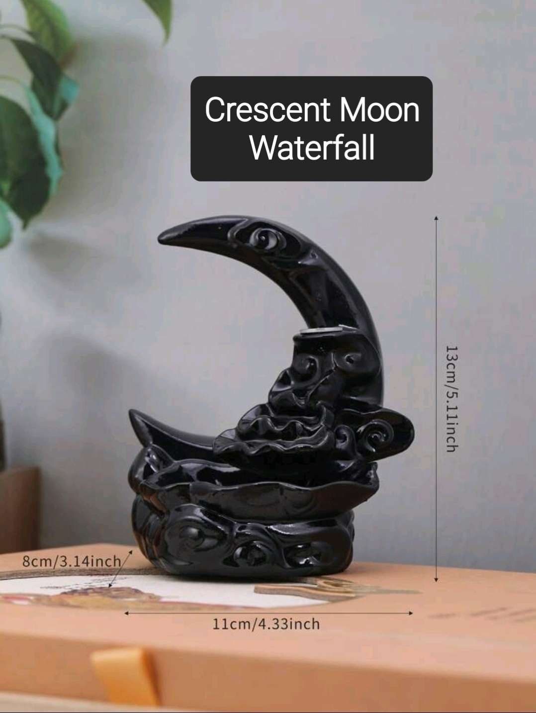 Crescent Moon Waterfall Incense Holder
