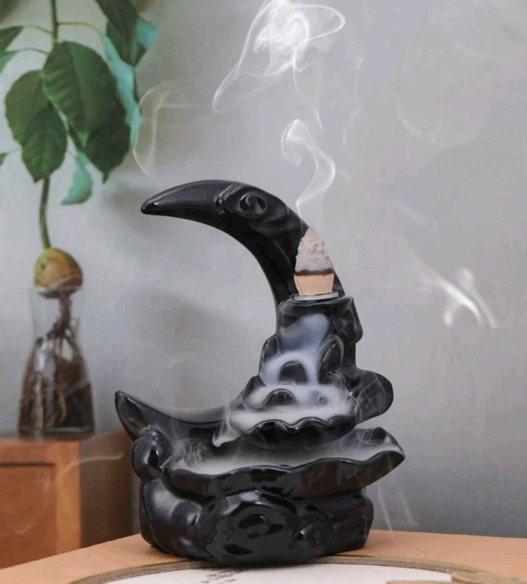Crescent Moon Waterfall Incense Holder