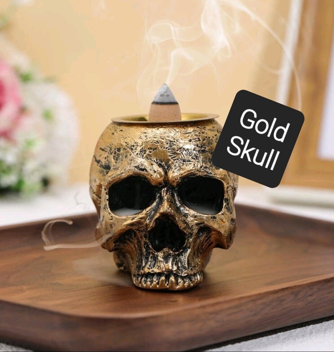 Golden Skull Incense Burner