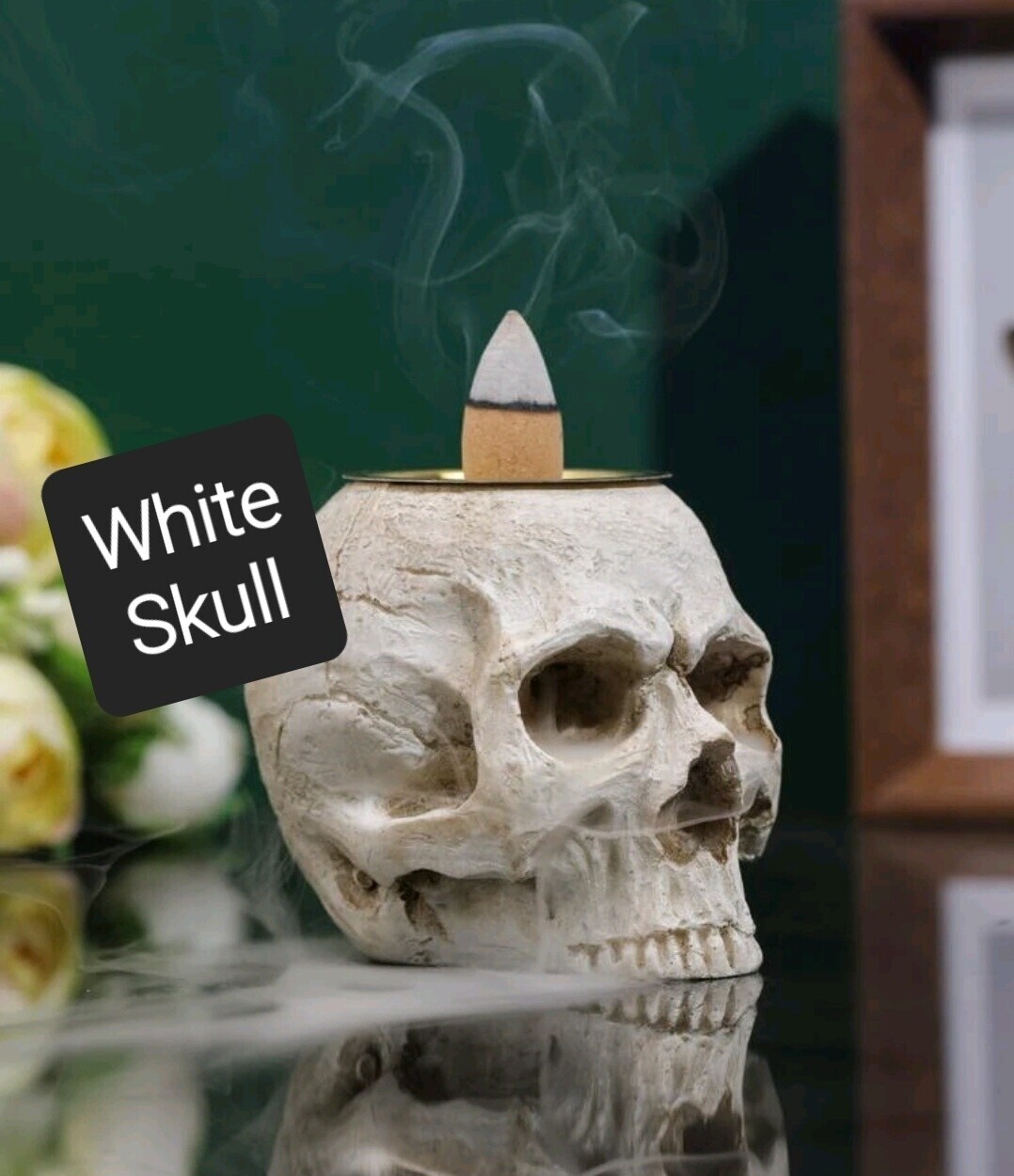 White Skull Incense Burner